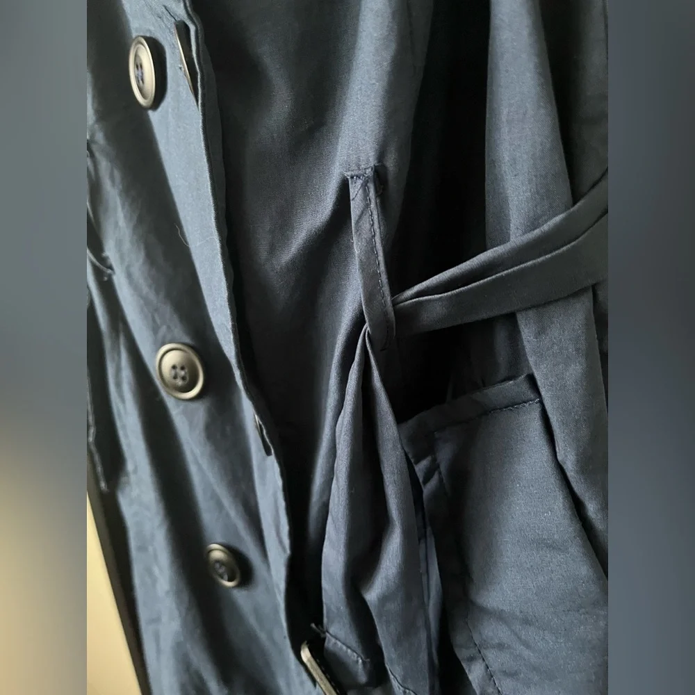 Square Neckline Midi Trench Dress with belt, Size Medium